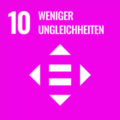 SDG, weniger Ungleichheit, Pink, weiße Viereck mit einer Pinken 8 in der Mitte.